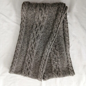 Billy Reid 100% Wool Cable Knit Gray Speckled Chunky Infinity Scarf